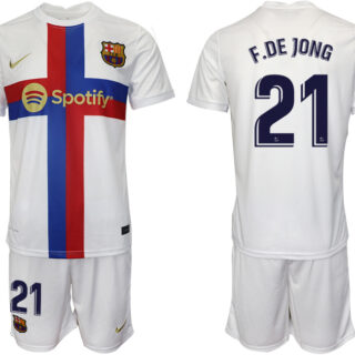 2022-23 Men's Barcelona White Away #21 Frenkie De Jong Jersey