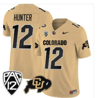 2023 Colorada Buffaloes #12 TRAVIS HUNTER Gold Vapor Limited Jerseys