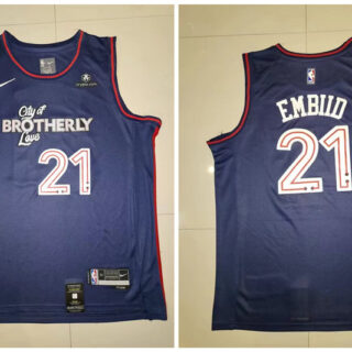 76ers 21 Joel Embiid Navy Nike 2023-24 City Edition Swingman Jersey