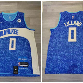 Bucks 0 Damian Lillard Blue Nike 2023-24 City Edition Swingman Jersey