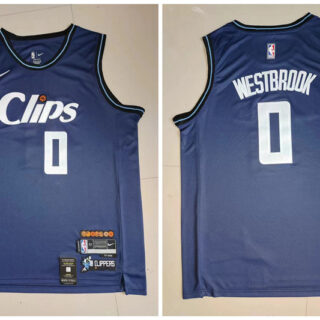 Clippers 0 Russell Westbrook Navy Nike 2023-24 City Edition Swingman Jersey