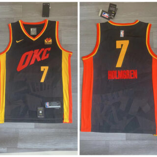 Thunder 7 Chet Holmgren Black Nike 2023-24 City Edition Swingman Jersey