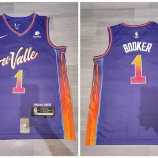 Suns 1 Devin Booker Purple Nike 2023-24 City Edition Swingman Jersey