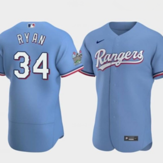 Men's Texas Rangers #34 Nolan Ryan Blue Flex Base Stitched Baseball Jersey