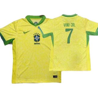 Men's 2024-25 Brazil #7 Vini Jr. Home Jersey