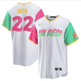 Youth San Diego Padres #22 Juan Soto 2022 White City Connect Flex Base Stitched Baseball Jersey