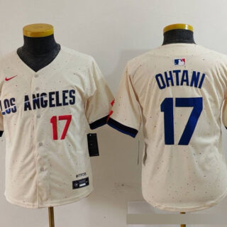 Youth Los Angeles Dodgers #17 Shohei Ohtani Cream Stitched Baseball Jerseys