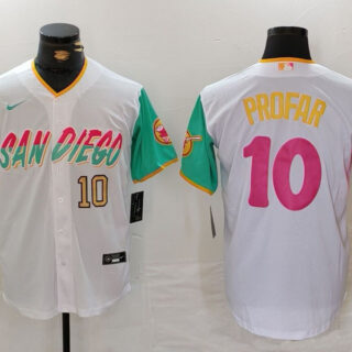 Men's San Diego Padres #10 Jurickson Profar White City Connect Cool Base Stitched Baseball Jerseys