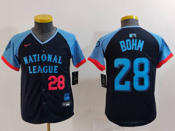 Youth National League #28 Alec Bohm Navy 2024 All-Star Limited Stitched Baseball Jerseys