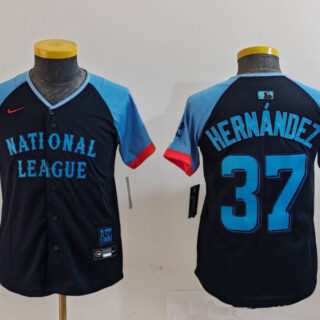 Youth National League #37 Teoscar Hernandez Navy 2024 All-Star Limited Stitched Baseball Jerseys