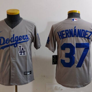 Youth Los Angeles Dodgers #37 Teoscar Hernandez Grey Stitched Baseball Jerseys