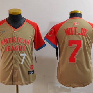 Youth American League #7 Bobby Witt Jr. Cream 2024 All-Star Limited Stitched Jerseys