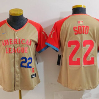 Women's American League #22 Juan Soto Cream 2024 All-Star Limited Stitched Baseball Jersey(Run Small)