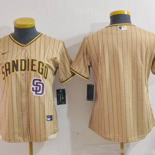Women's San Diego Padres Tan Team Big Logo Stitched Baseball Jersey(Run Small)