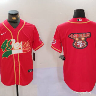 Men's San Francisco 49ers Team Big Logo Red With Patch Cool Base Stitched Baseball Jerseys