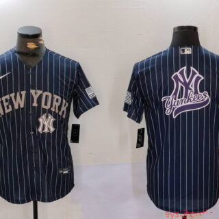 Men's New York Yankees Navy Team Big Logo Cool Base Stitched Baseball Jerseys