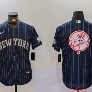 Men's New York Yankees Navy Team Big Logo Cool Base Stitched Baseball Jerseys