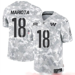 Men's Washington Commanders #18 Marcus Mariota 2024 F.U.S.E Arctic Camo Salute To Service Limited Stitched Football Jersey