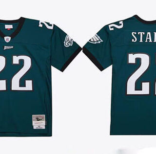 Men's Philadelphia Eagles #22 Duce Staley 2002 Green Stitched Jersey