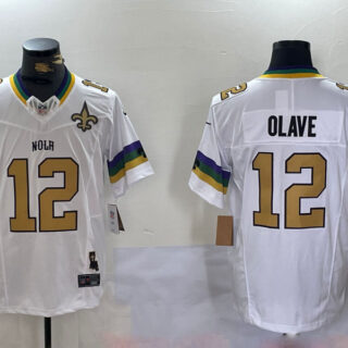 Men's New Orleans Saints #12 Chris Olave BlackWhite 1987 Legacy Cool Base Stitched Baseball Jerseys