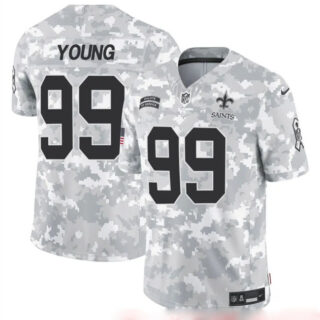 Men's New Orleans Saints #99 Chase Young 2024 F.U.S.E Arctic Camo Salute To Service Limited Stitched Football Jersey
