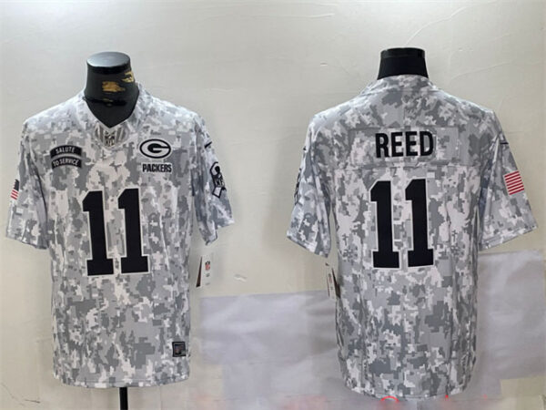 Men's Green Bay Packers #11 Jayden Reed 2024 F.U.S.E Arctic Camo Salute To Service Limited Stitched Football Jersey