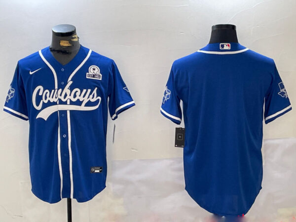 Men's Dallas Cowboys Blank Royal With Patch Cool Base Stitched Baseball Jerseys