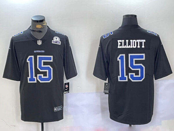 Men's Dallas Cowboys #15 Ezekiel Elliott Black Throwback Vapor Untouchable Limited Stitched Football Jerseys