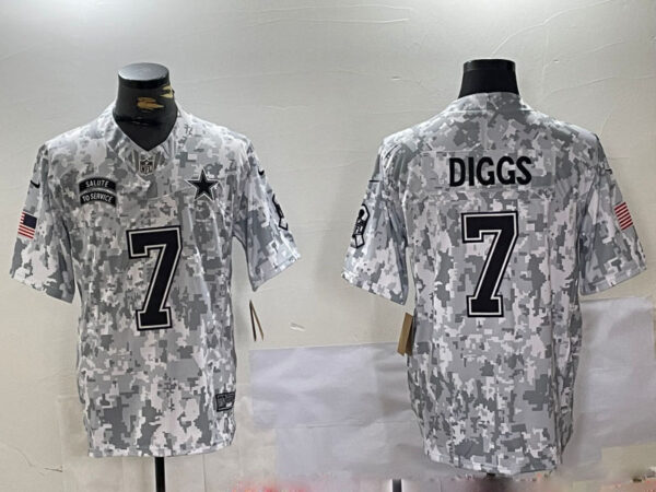 Men's Dallas Cowboys #7 Trevon Diggs 2024 F.U.S.E Arctic Camo Salute To Service Limited Stitched Football Jersey