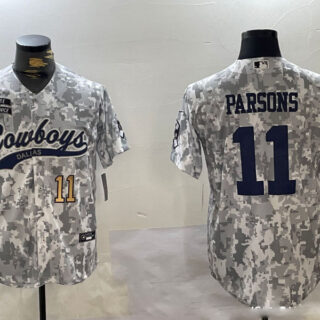 Men's Dallas Cowboys #11 Micah Parsons 2024 Arctic Camo Salute To Service Stitched Baseball Jerseys