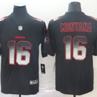 49ers 16 Joe Montana Black Arch Smoke Vapor Untouchable Limited Jersey