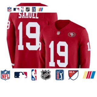 49ers #19 Deebo Samuel Red Team Color Youth Stitched Football Limited Therma Long Sleeve Jersey
