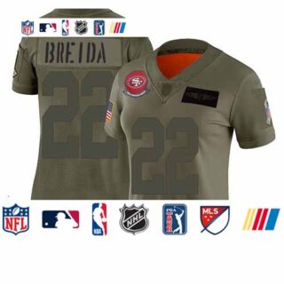 49ers #22 Matt Breida Camo Women's Stitched Football Limited 2019 Salute to Service Jersey