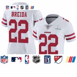 49ers #22 Matt Breida White Super Bowl LIV Bound Women's Stitched Football Vapor Untouchable Limited Jersey