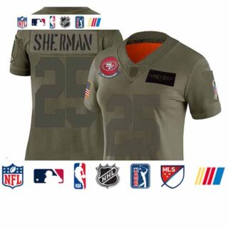 49ers #25 Richard Sherman Camo Women's Stitched Football Limited 2019 Salute to Service Jersey