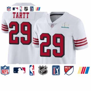 49ers #29 Jaquiski Tartt White Rush Super Bowl LIV Bound Men's Stitched Football Vapor Untouchable Limited Jersey