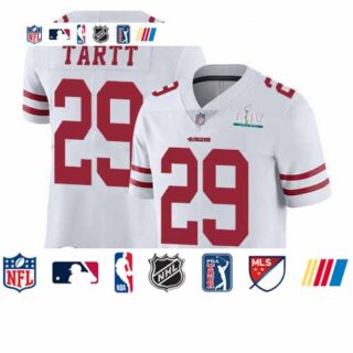 49ers #29 Jaquiski Tartt White Super Bowl LIV Bound Men's Stitched Football Vapor Untouchable Limited Jersey