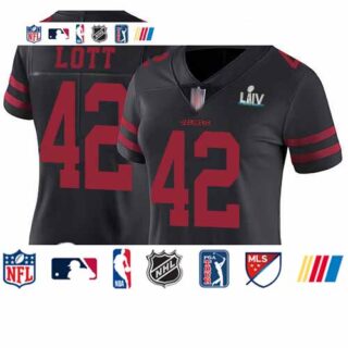 49ers #42 Ronnie Lott Black Alternate Super Bowl LIV Bound Women's Stitched Football Vapor Untouchable Limited Jersey