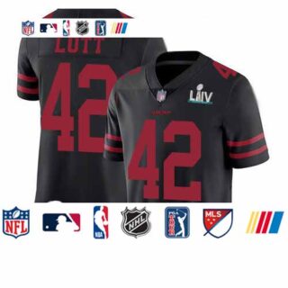 49ers #42 Ronnie Lott Black Alternate Super Bowl LIV Bound Youth Stitched Football Vapor Untouchable Limited Jersey