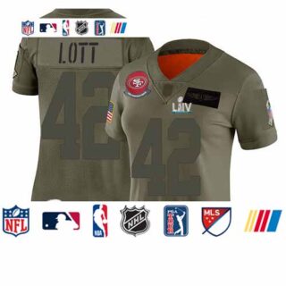 49ers #42 Ronnie Lott Camo Super Bowl LIV Bound Women's Stitched Football Limited 2019 Salute to Service Jersey
