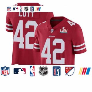 49ers #42 Ronnie Lott Red Team Color Super Bowl LIV Bound Youth Stitched Football Vapor Untouchable Limited Jersey