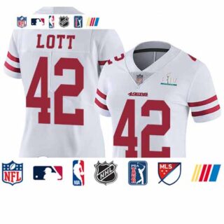 49ers #42 Ronnie Lott White Super Bowl LIV Bound Women's Stitched Football Vapor Untouchable Limited Jersey