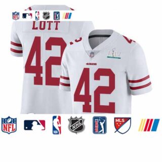 49ers #42 Ronnie Lott White Super Bowl LIV Bound Youth Stitched Football Vapor Untouchable Limited Jersey
