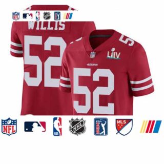 49ers #52 Patrick Willis Red Team Color Super Bowl LIV Bound Men's Stitched Football Vapor Untouchable Limited Jersey