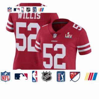 49ers #52 Patrick Willis Red Team Color Super Bowl LIV Bound Women's Stitched Football Vapor Untouchable Limited Jersey