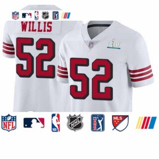 49ers #52 Patrick Willis White Rush Super Bowl LIV Bound Men's Stitched Football Vapor Untouchable Limited Jersey