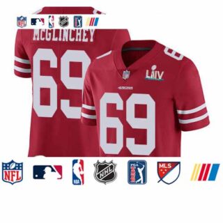 49ers #69 Mike McGlinchey Red Team Color Super Bowl LIV Bound Youth Stitched Football Vapor Untouchable Limited Jersey