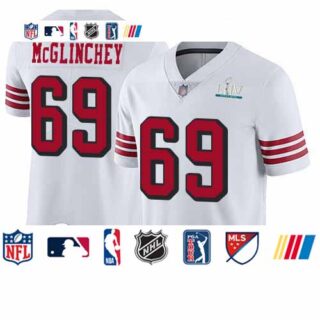 49ers #69 Mike McGlinchey White Rush Super Bowl LIV Bound Youth Stitched Football Vapor Untouchable Limited Jersey