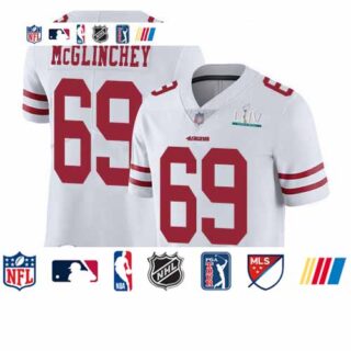 49ers #69 Mike McGlinchey White Super Bowl LIV Bound Youth Stitched Football Vapor Untouchable Limited Jersey