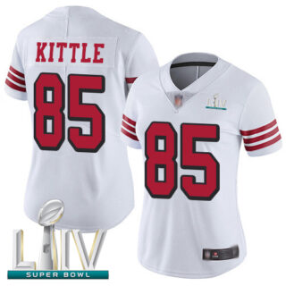 49ers #85 George Kittle White Rush Super Bowl LIV Bound Women's Stitched Football Vapor Untouchable Limited Jersey